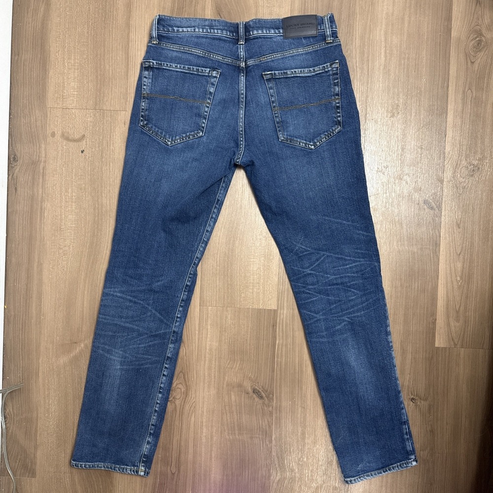 Lucky Brand Jeans 121 Men 32x32 Blue Slim Straight‎ Fit Cotton Blend Light Wash - Picture 2 of 13
